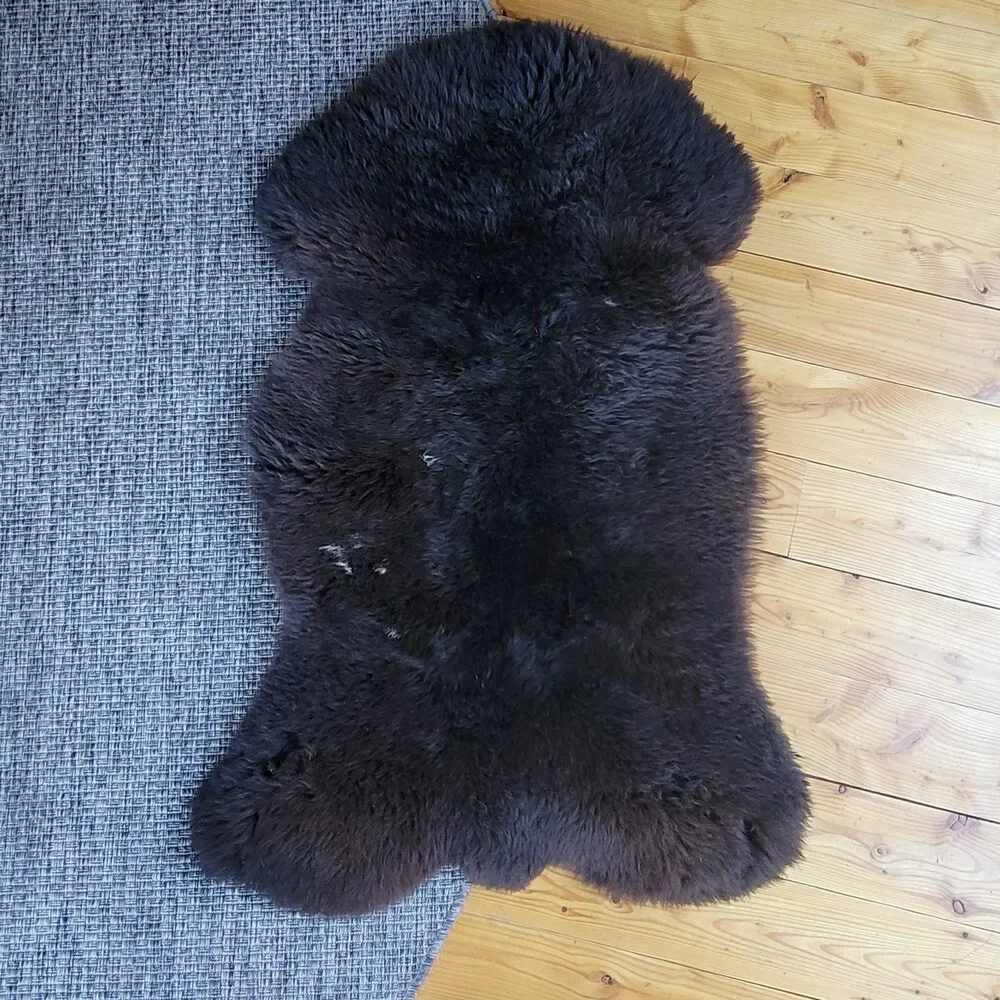 Genuine Swedish Sheepskin Rug Chocolate Brown Silky Wool Pelt Throw 46
